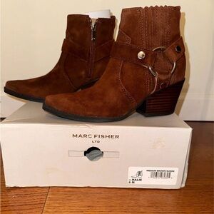 Marc Fisher Medium Brown Suede Ankle Booties